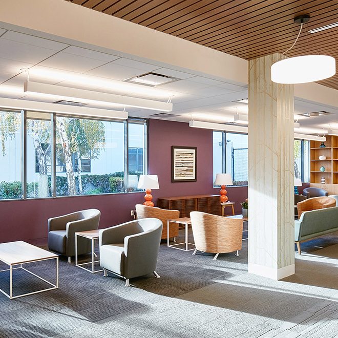 columns and comfortable seating in remodeled senior center | Rossi Builders Photos