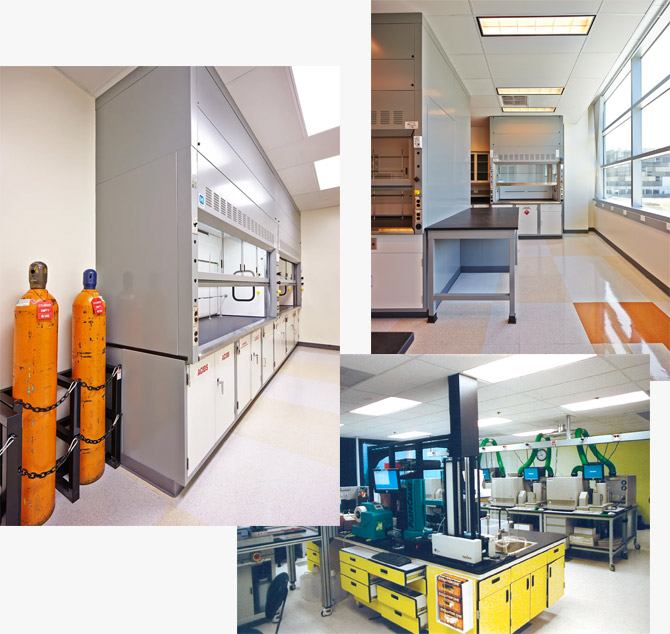 collage of renovated lab spaces | Rossi Builders Photos